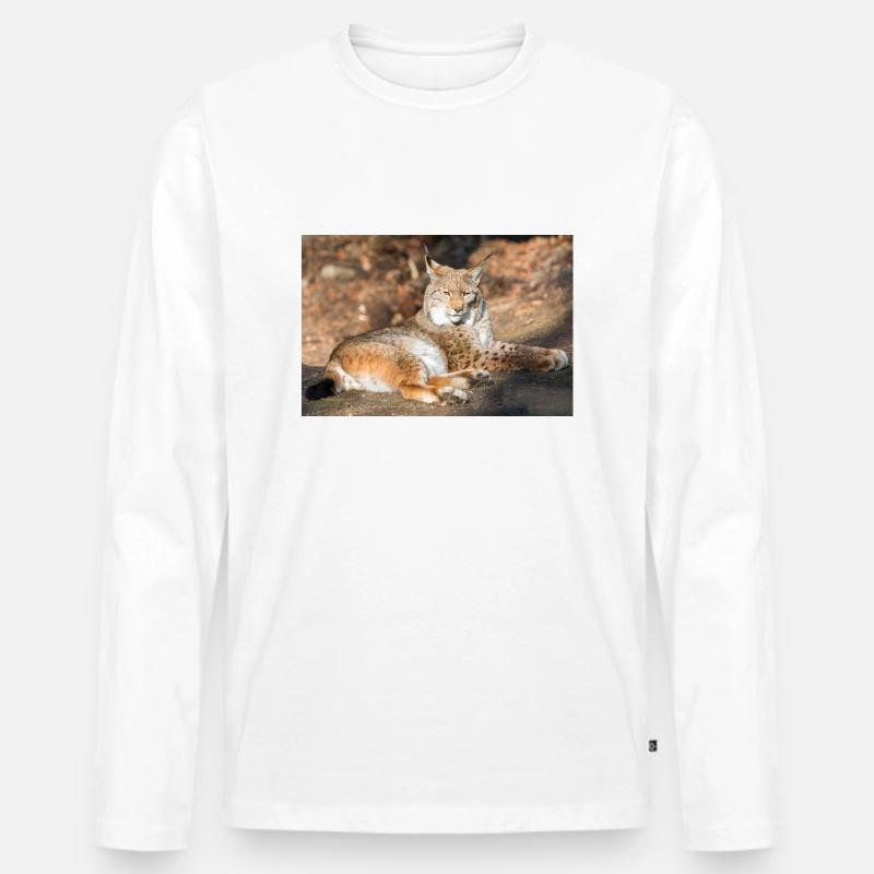 Eurasischer Luchs oder Nordluchs (Lynx lynx) - Männer Premium Bio Langarmshirt - Weiß