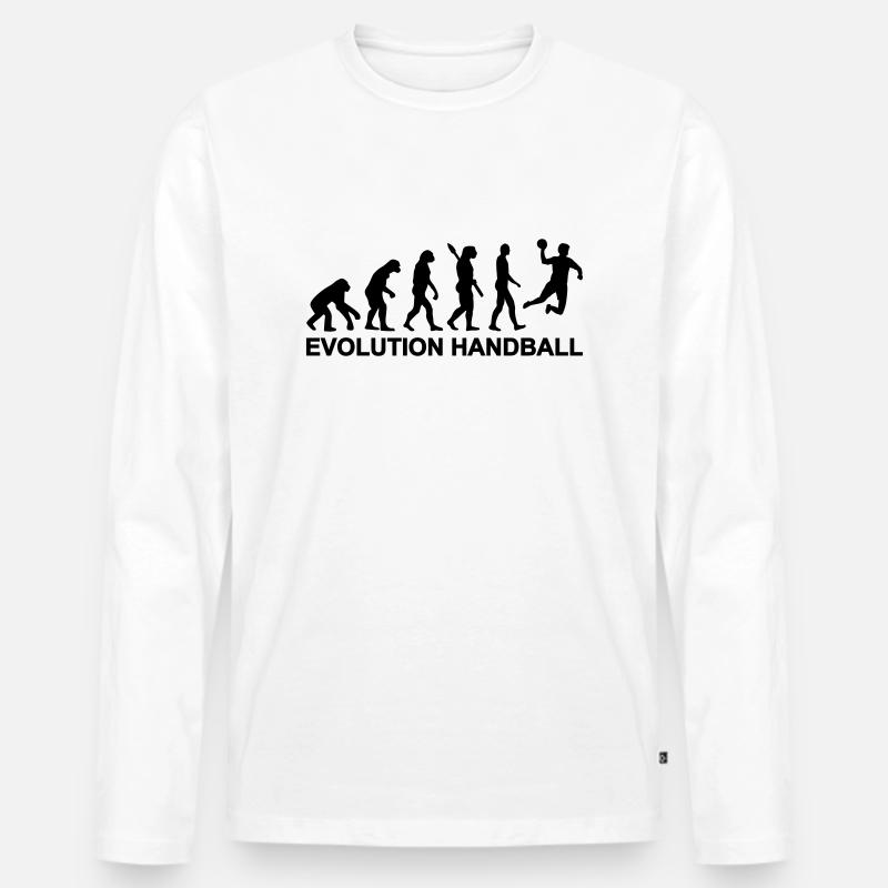 Evolution Handball - Männer Premium Bio Langarmshirt - Weiß