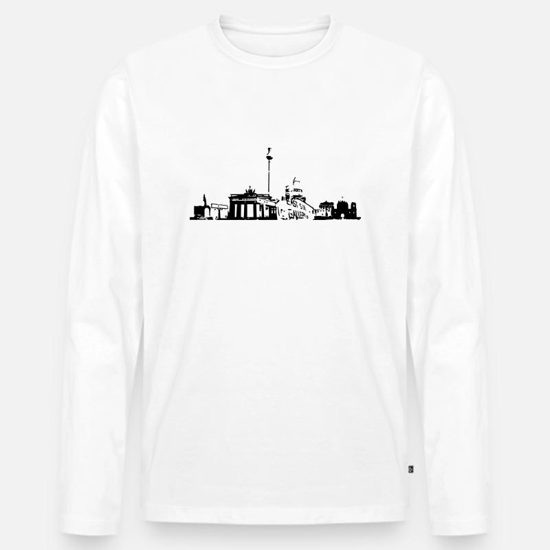Berlin Skyline - Männer Premium Bio Langarmshirt - Weiß