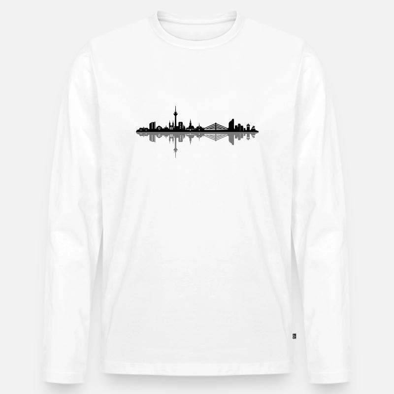 Skyline - Düsseldorf - Männer Premium Bio Langarmshirt - Weiß