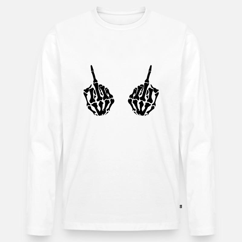 hands middlefinger - Männer Premium Bio Langarmshirt - Weiß
