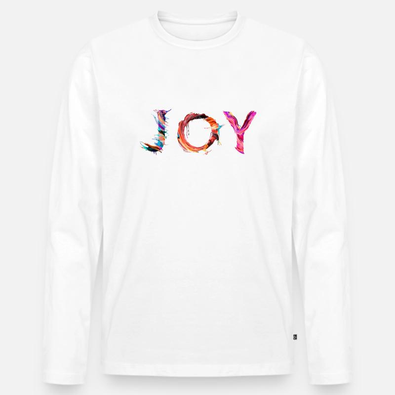 Freude - Männer Premium Bio Langarmshirt - Weiß