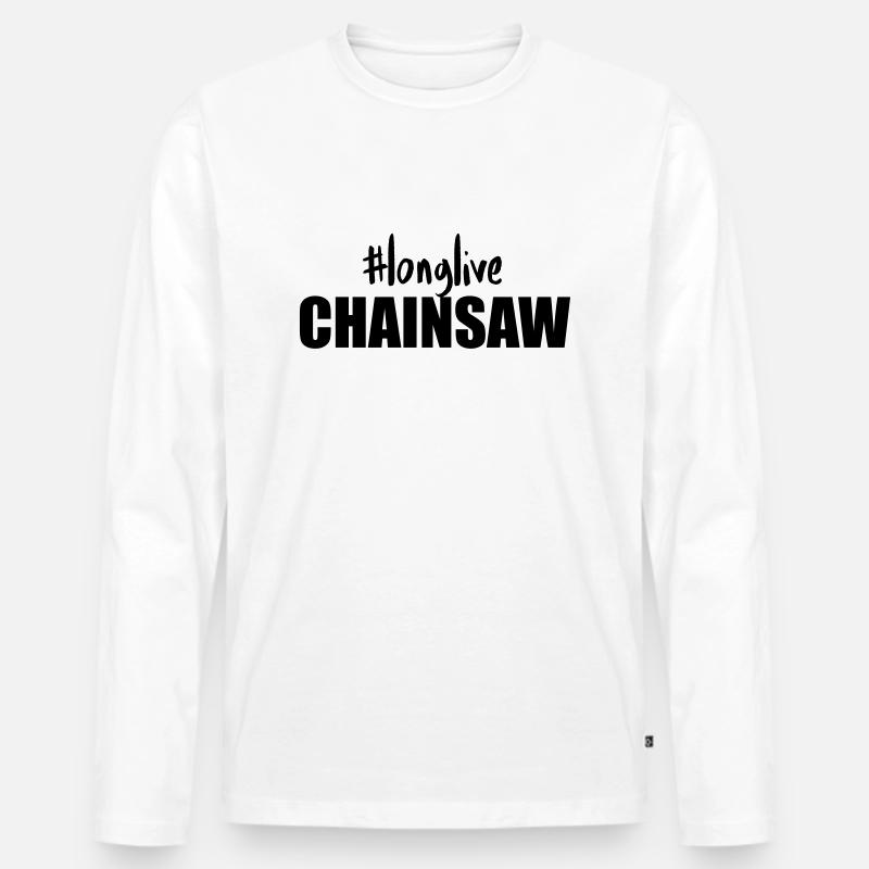 longlive CHAINSAW - Männer Premium Bio Langarmshirt - Weiß