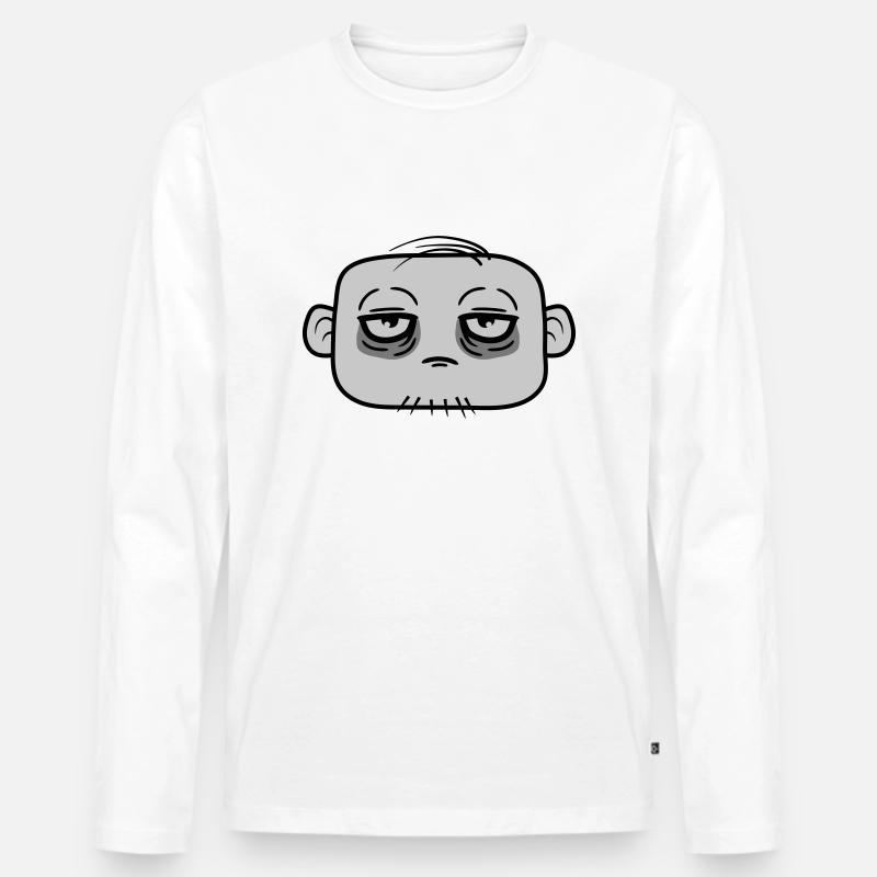 Dunkle Augenringe Gesicht - Männer Premium Bio Langarmshirt - Weiß