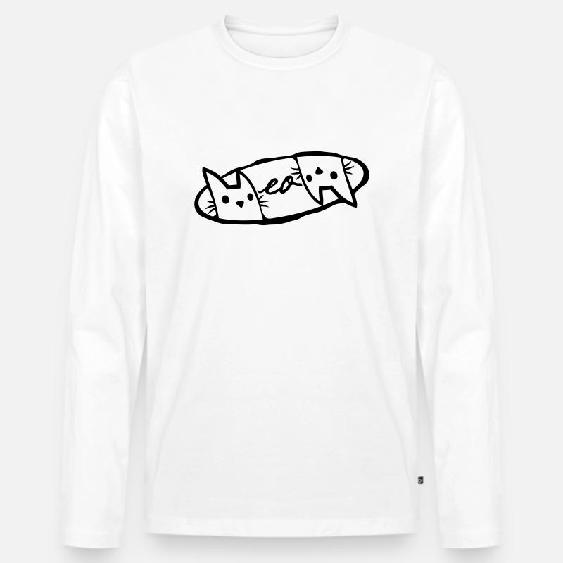 Logo Meow 2 Katzen - Männer Premium Bio Langarmshirt - Weiß
