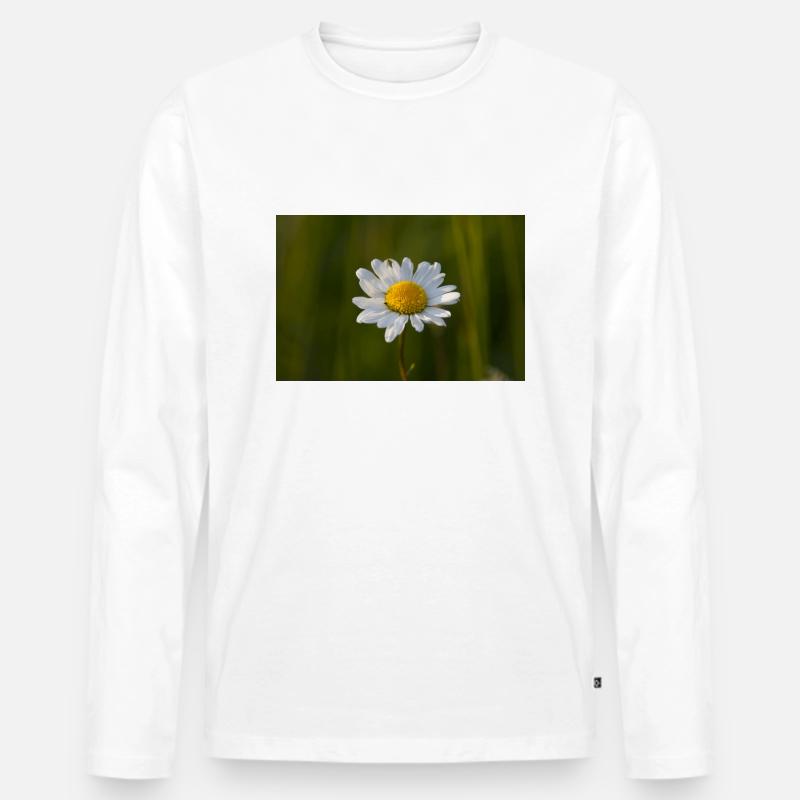 Margeriten Margerite Gänseblümchen - Männer Premium Bio Langarmshirt - Weiß