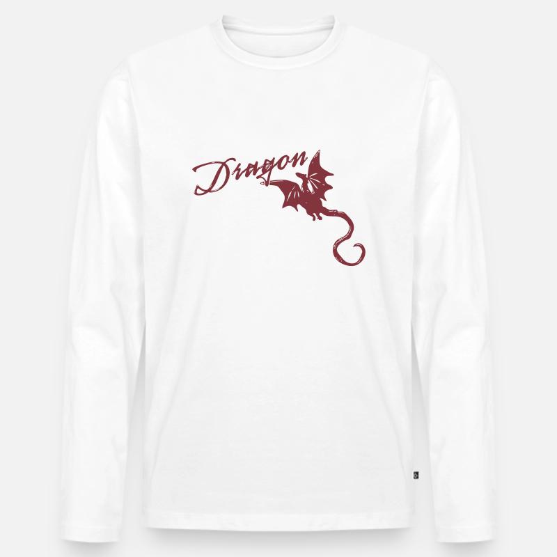 Dragon Drache – Vectorgraphic - Männer Premium Bio Langarmshirt - Weiß