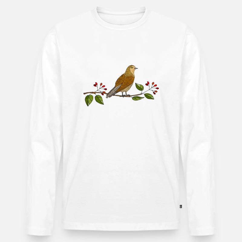Vogel - Männer Premium Bio Langarmshirt - Weiß