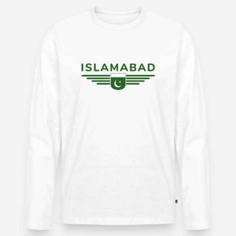 Islamabad Design – Stile della capitale - Maglia a manica lunga ecologica premium da uomo - bianco