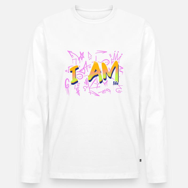 Ich bin die Lebensbotschaft - Männer Premium Bio Langarmshirt - Weiß