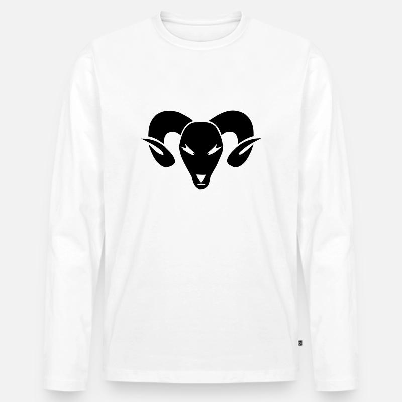Widder / Ram - Männer Premium Bio Langarmshirt - Weiß