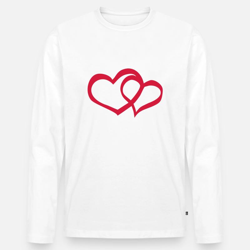 Herzen - Männer Premium Bio Langarmshirt - Weiß