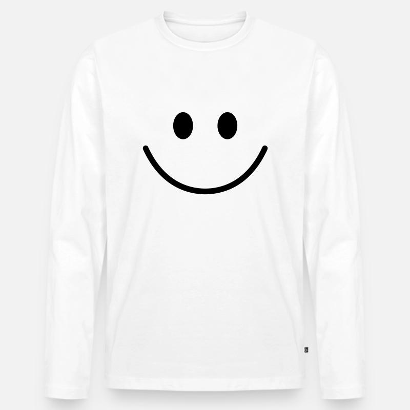 lachendes Gesicht - Männer Premium Bio Langarmshirt - Weiß