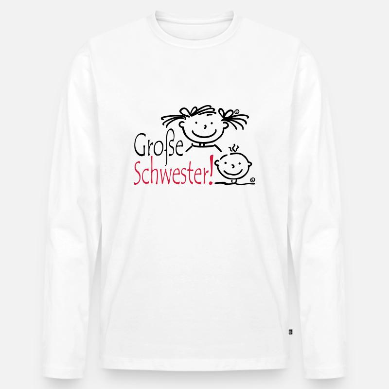 Grosse Schwester - Männer Premium Bio Langarmshirt - Weiß
