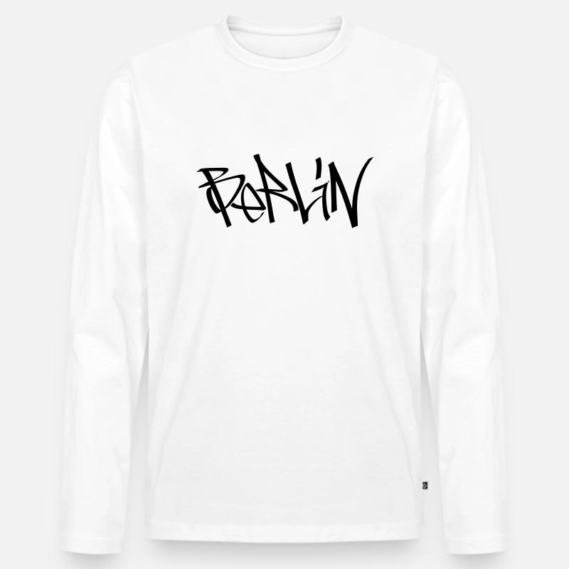 Berlin - Männer Premium Bio Langarmshirt - Weiß