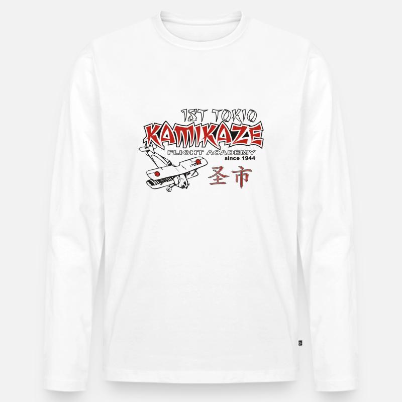 Kamikaze - Männer Premium Bio Langarmshirt - Weiß