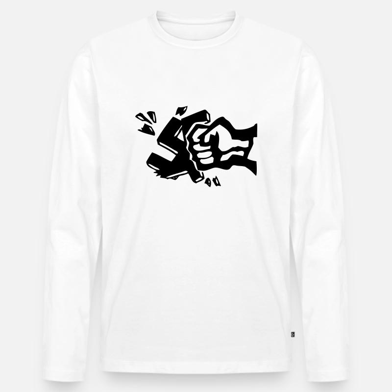 Gegen Nazis - Männer Premium Bio Langarmshirt - Weiß