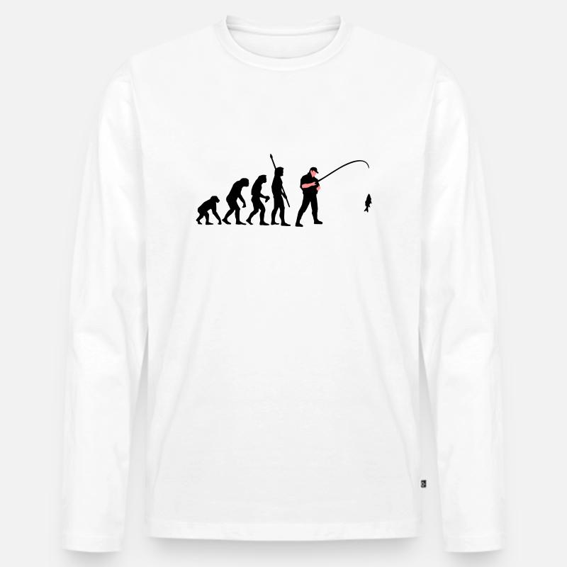 evolution_angler_a_2c_fisch - Männer Premium Bio Langarmshirt - Weiß