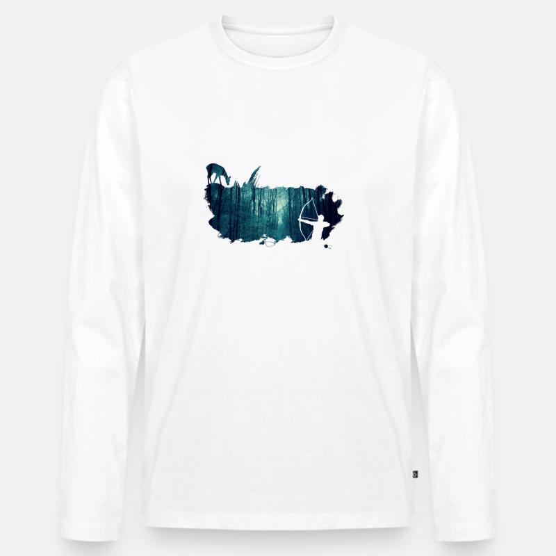 bowhunter splash Winterwald - Männer Premium Bio Langarmshirt - Weiß