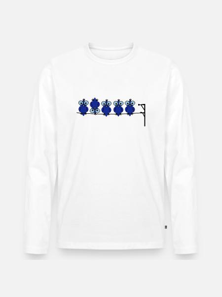 Vogel Kopf - Männer Premium Bio Langarmshirt - Weiß