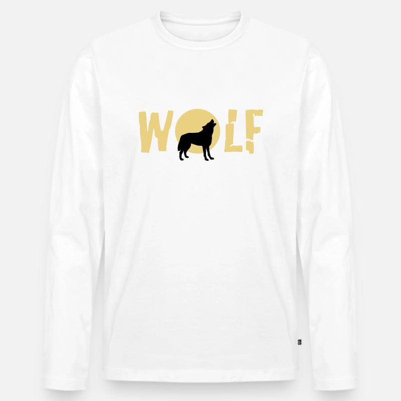 wolf_092011_c_2c - Männer Premium Bio Langarmshirt - Weiß