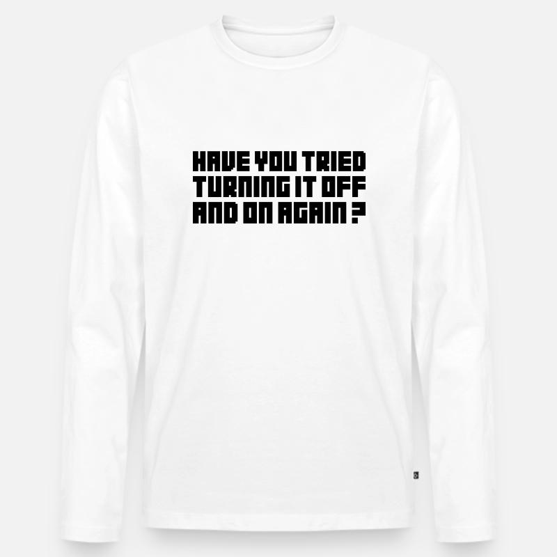 Turn it Off - Männer Premium Bio Langarmshirt - Weiß