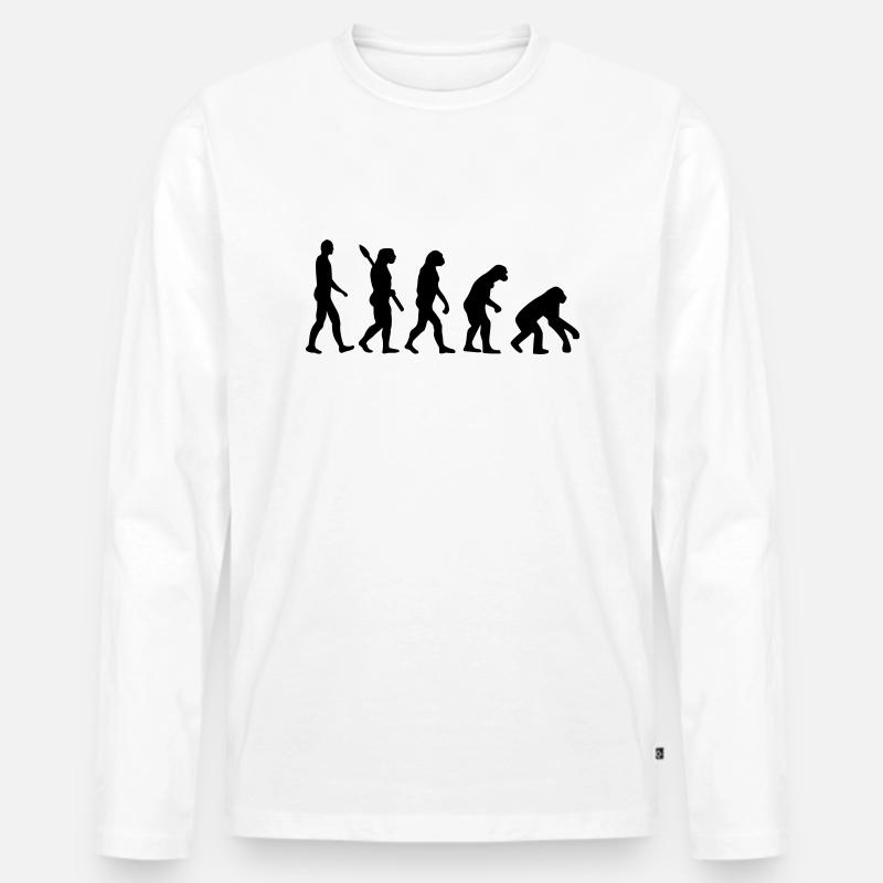 Evolution backwards - Men's Premium Organic Long Sleeve Shirt - white