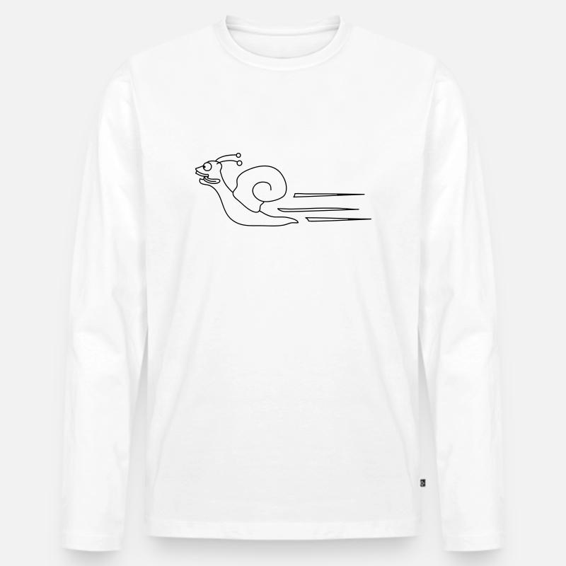 Fast Snail - Männer Premium Bio Langarmshirt - Weiß