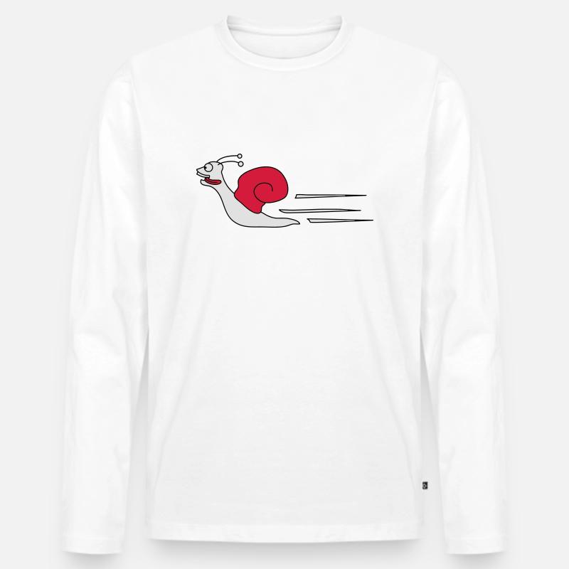 Fast Snail - Männer Premium Bio Langarmshirt - Weiß