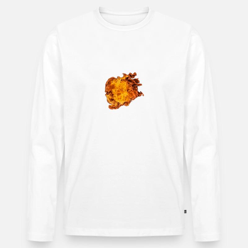 "FLAME" - Männer Premium Bio Langarmshirt - Weiß
