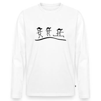 3 jog chiffre de bâton - T-shirt manches longues Premium bio Homme - blanc - Devant - Nico (187cm)
