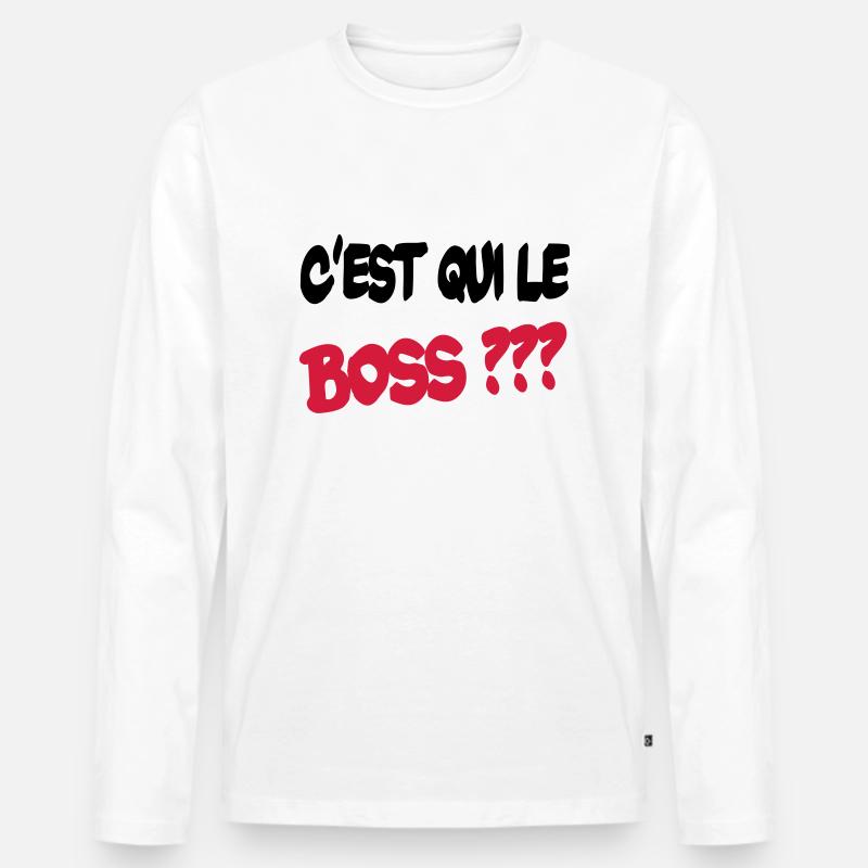 C'est qui le boss ? - Männer Premium Bio Langarmshirt - Weiß