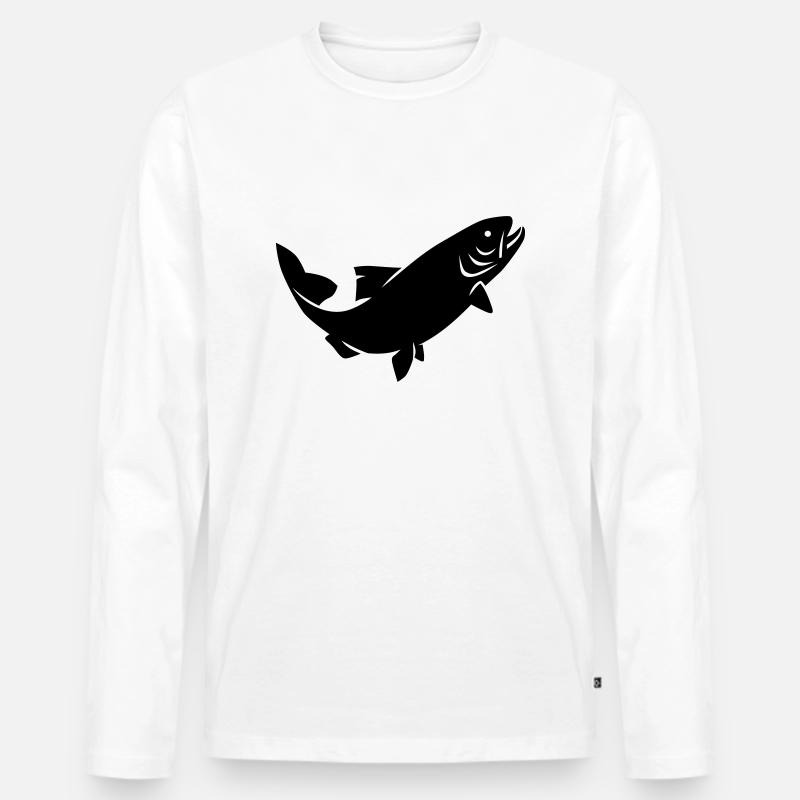 Forelle - Männer Premium Bio Langarmshirt - Weiß