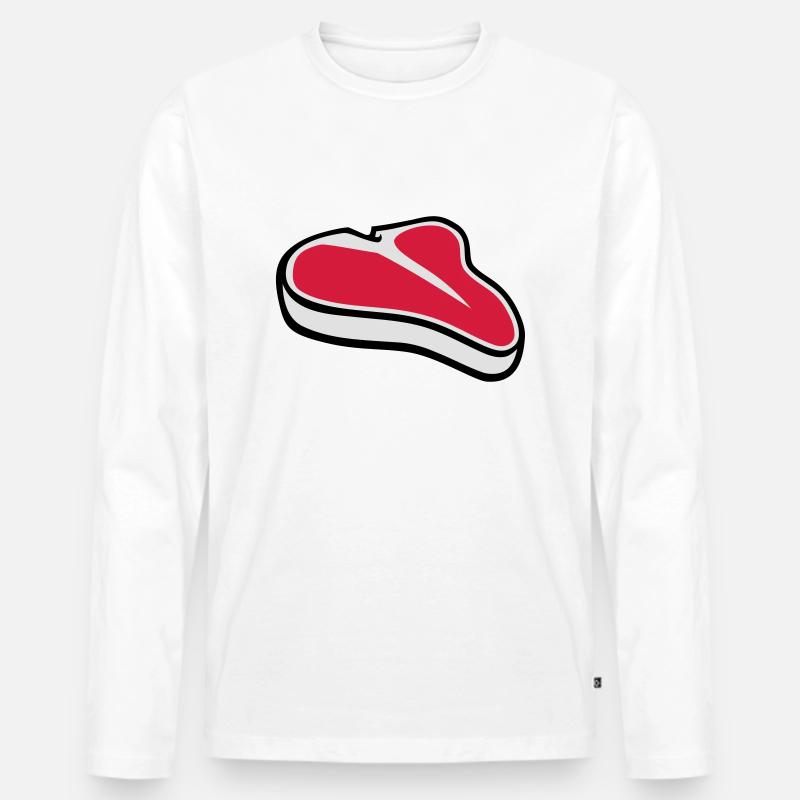 Steak - Männer Premium Bio Langarmshirt - Weiß