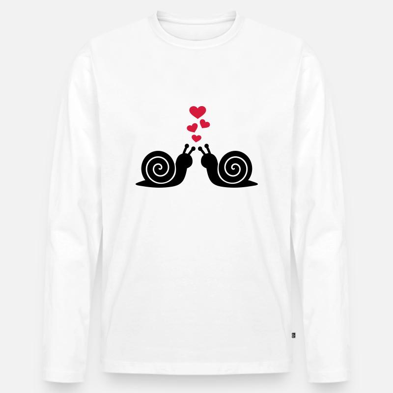 Schnecke - Männer Premium Bio Langarmshirt - Weiß