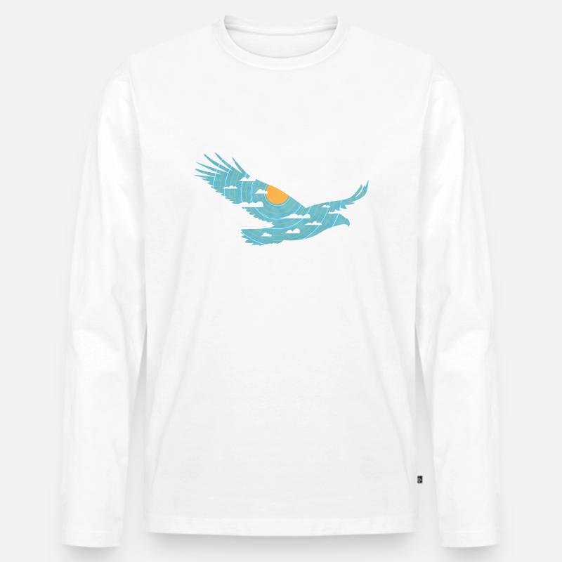 Vogel & Sonne - Männer Premium Bio Langarmshirt - Weiß