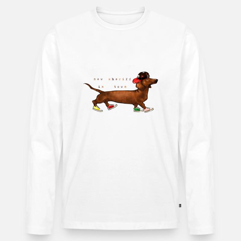 Dackel - Männer Premium Bio Langarmshirt - Weiß