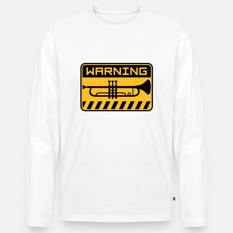 Warning Trompete Musik - Männer Premium Bio Langarmshirt - Weiß