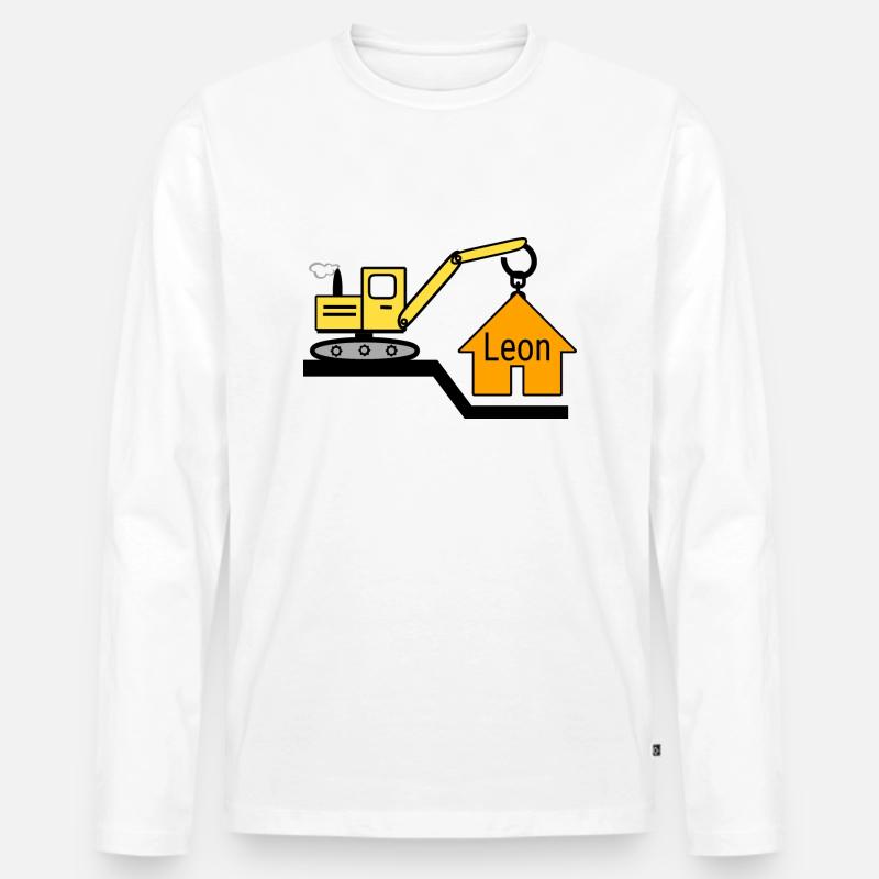 Bagger - Männer Premium Bio Langarmshirt - Weiß