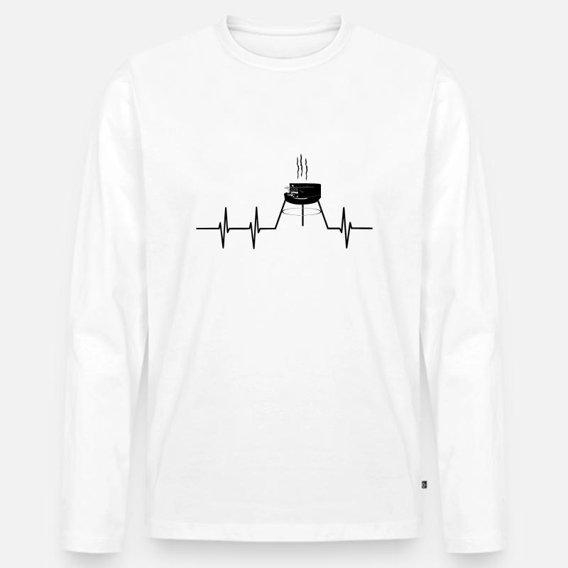 Grill Herzfrequenz - Männer Premium Bio Langarmshirt - Weiß