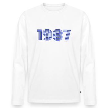 1987 Conception - T-shirt manches longues Premium bio Homme - blanc - Devant - Nico (187cm)