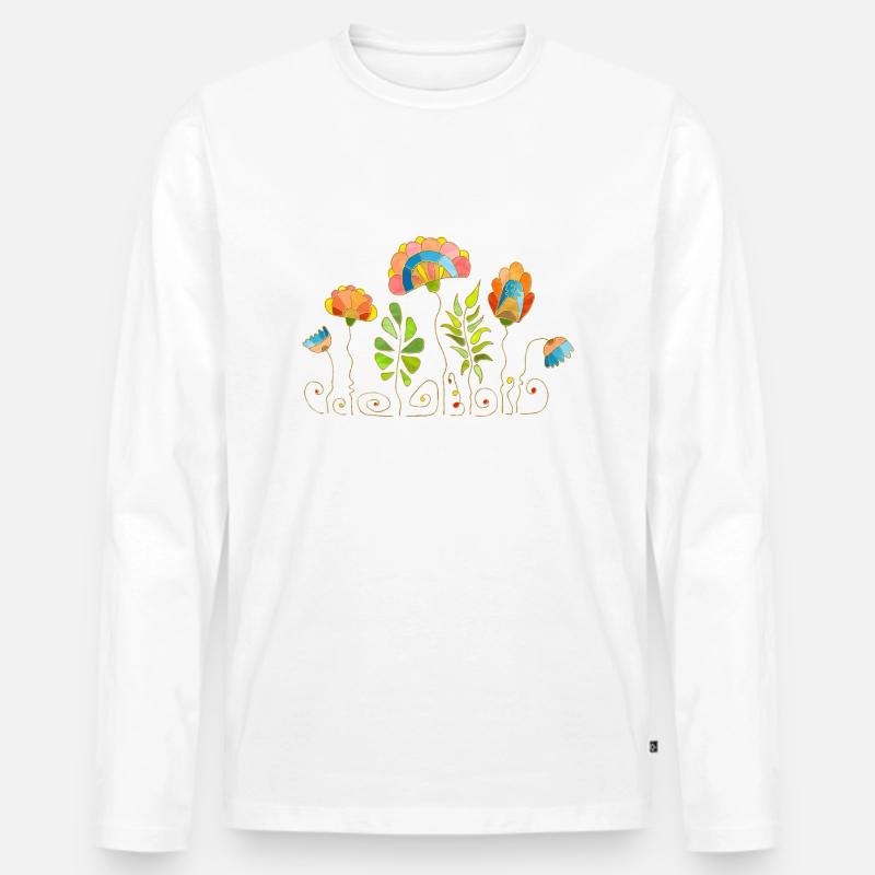 Blumen - Männer Premium Bio Langarmshirt - Weiß