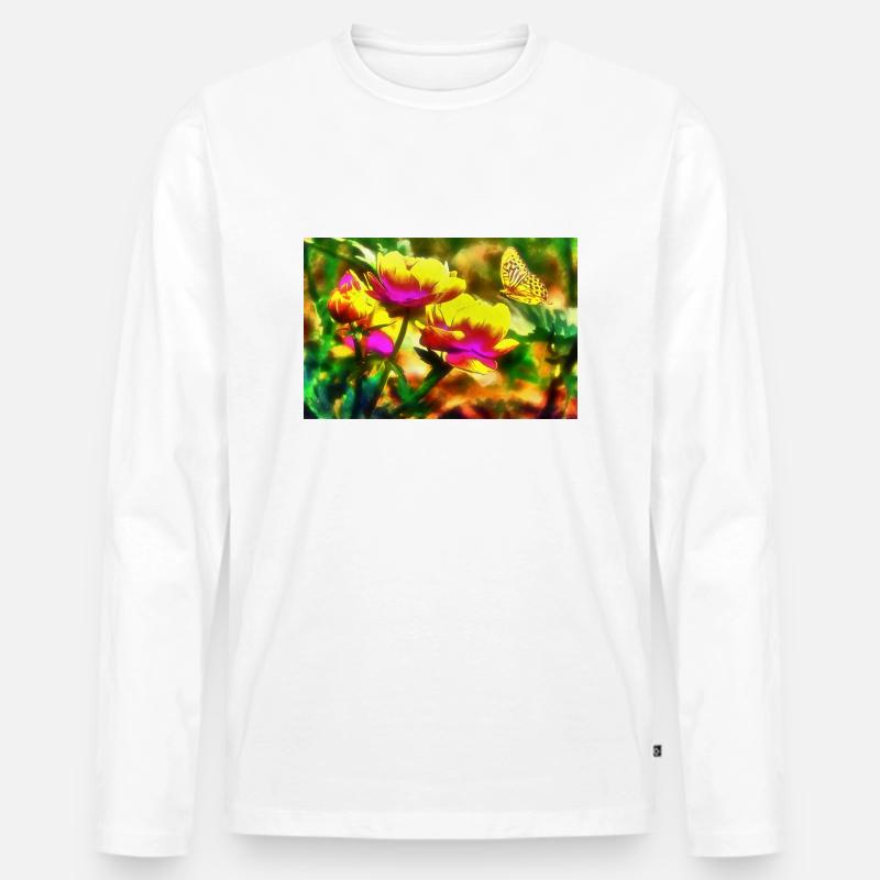 Blumen - Männer Premium Bio Langarmshirt - Weiß