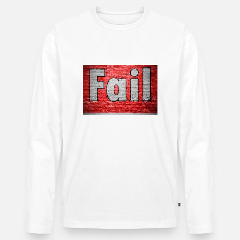 Fail Ziegelsteinmauer Graffiti - Männer Premium Bio Langarmshirt - Weiß