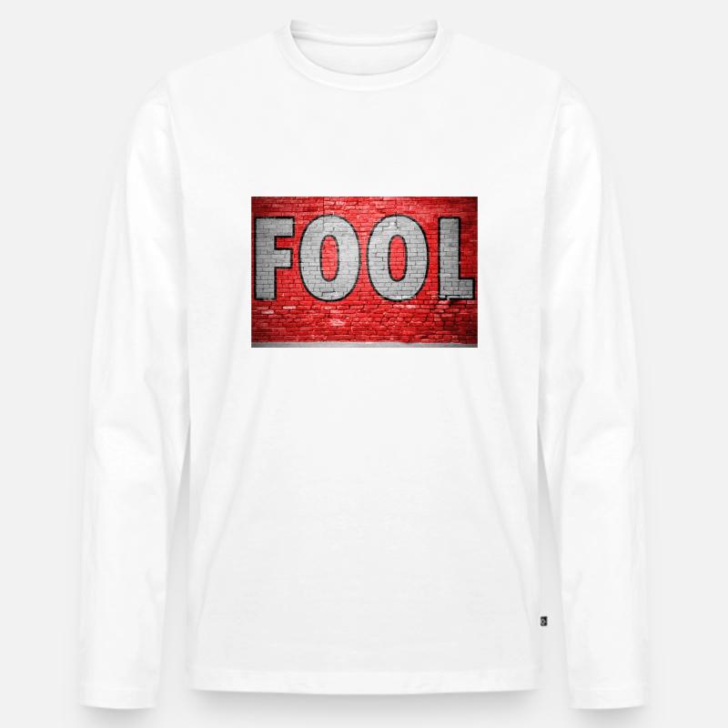 Fool Graffiti - Männer Premium Bio Langarmshirt - Weiß