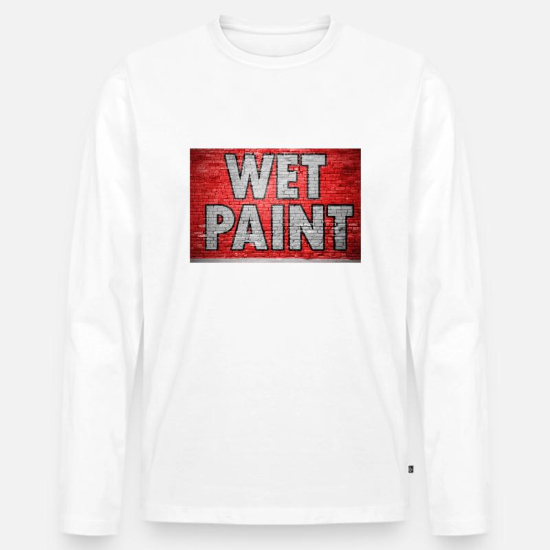 Wet Paint Ziegelsteinmauer Graffiti - Männer Premium Bio Langarmshirt - Weiß