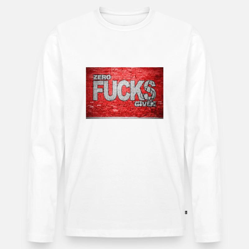Zero Fucks Given Ziegelsteinmauer Graffiti - Männer Premium Bio Langarmshirt - Weiß
