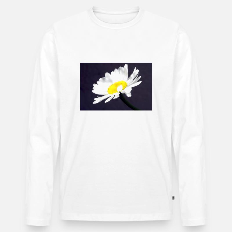 Margarite - Männer Premium Bio Langarmshirt - Weiß