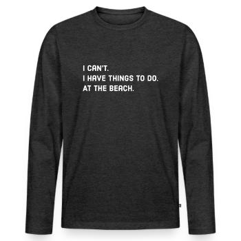 Citation de plage - T-shirt manches longues Premium bio Homme - anthracite chiné - Devant - Nico (187cm)