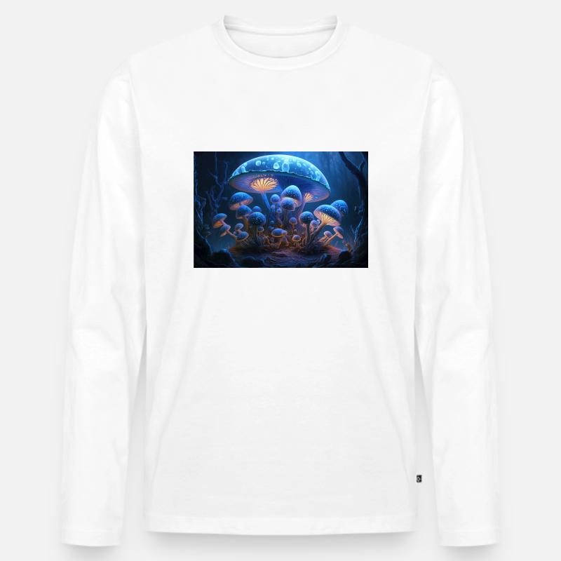 Pilz-Stadt - Männer Premium Bio Langarmshirt - Weiß